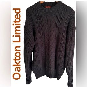 Oakton Limited-men’s large gray cable knit sweater. Excellent preowned condition